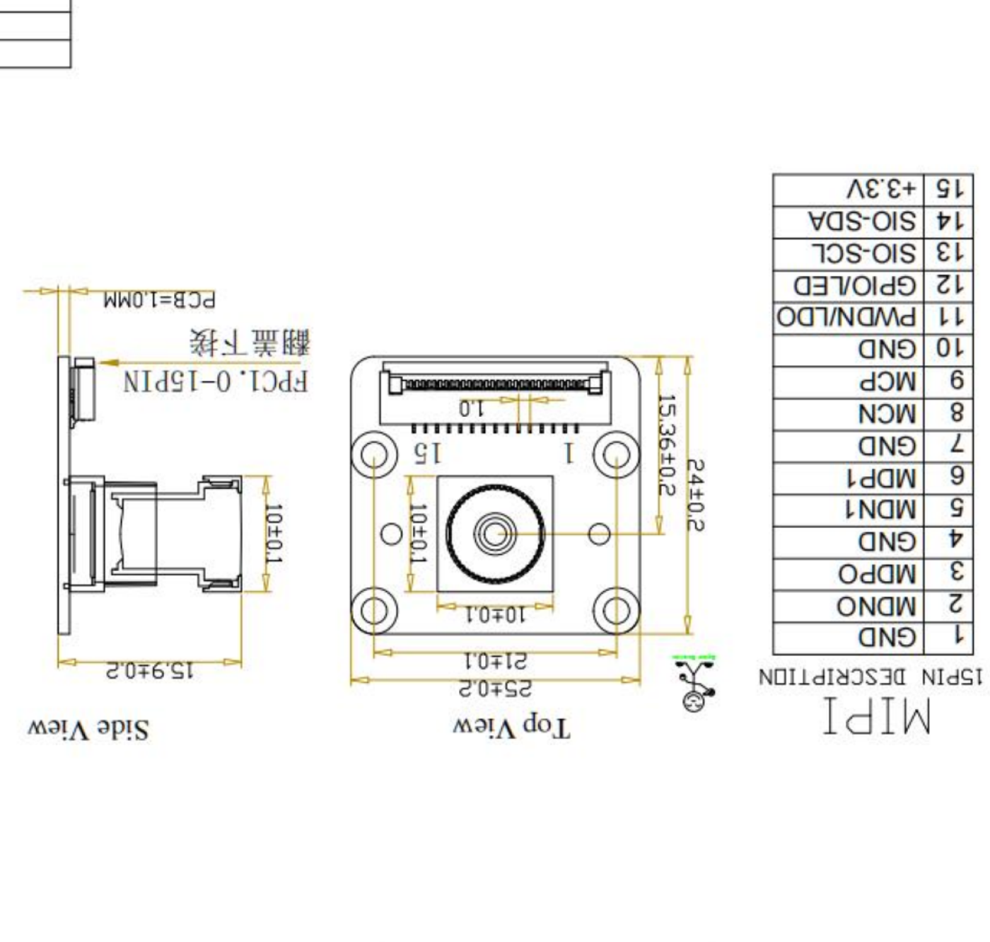 15-Pin Pinout and Mechanical Drawing 15-Pin Pinout and Mechanical Drawing
